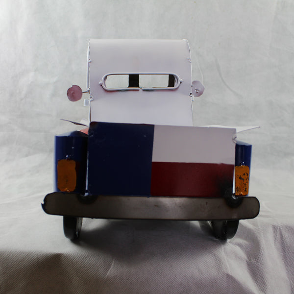 TEXAS FLAG TRUCK 20" PICKUP PATRIOTIC TRUCK RED WHITE BLUE METAL VINTAGE GARDEN ART FIGURINE WESTERN HOME DECOR HANDMADE #EH12866