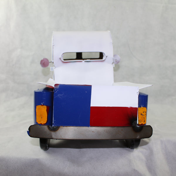 TEXAS FLAG TRUCK 20" PICKUP PATRIOTIC TRUCK RED WHITE BLUE METAL VINTAGE GARDEN ART FIGURINE WESTERN HOME DECOR HANDMADE #EH12866