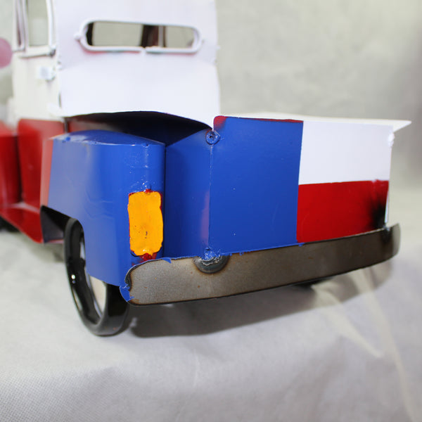 TEXAS FLAG TRUCK 20" PICKUP PATRIOTIC TRUCK RED WHITE BLUE METAL VINTAGE GARDEN ART FIGURINE WESTERN HOME DECOR HANDMADE #EH12866