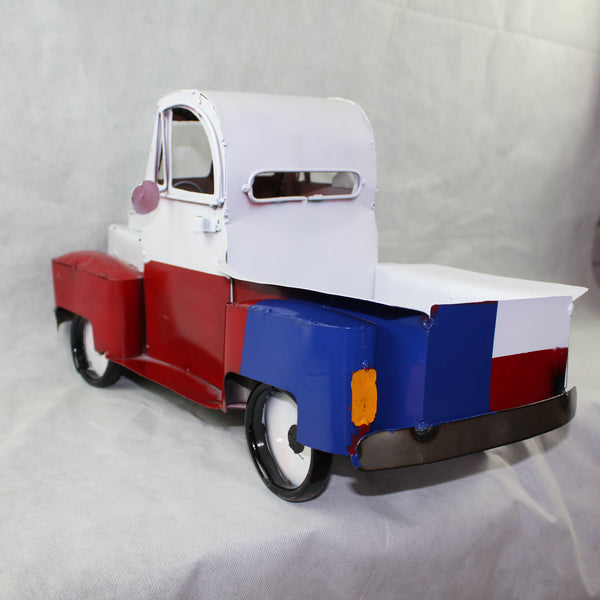 TEXAS FLAG TRUCK 20" PICKUP PATRIOTIC TRUCK RED WHITE BLUE METAL VINTAGE GARDEN ART FIGURINE WESTERN HOME DECOR HANDMADE #EH12866