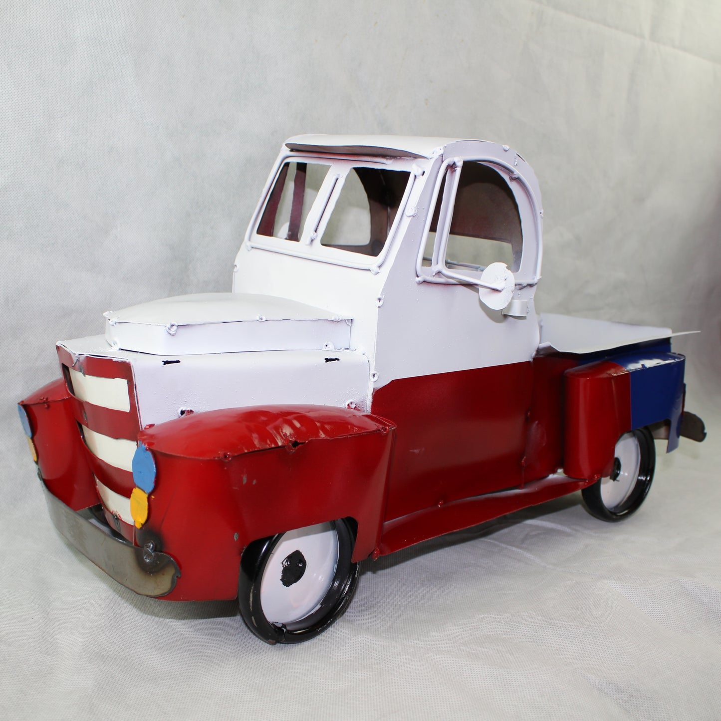 TEXAS FLAG TRUCK 20" PICKUP PATRIOTIC TRUCK RED WHITE BLUE METAL VINTAGE GARDEN ART FIGURINE WESTERN HOME DECOR HANDMADE #EH12866