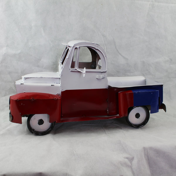 TEXAS FLAG TRUCK 20" PICKUP PATRIOTIC TRUCK RED WHITE BLUE METAL VINTAGE GARDEN ART FIGURINE WESTERN HOME DECOR HANDMADE #EH12866