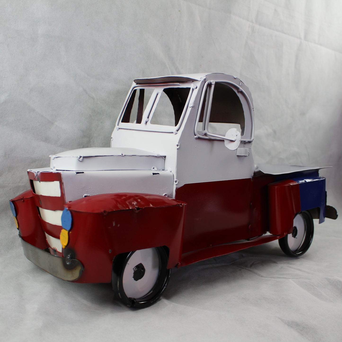 TEXAS FLAG TRUCK 20" PICKUP PATRIOTIC TRUCK RED WHITE BLUE METAL VINTAGE GARDEN ART FIGURINE WESTERN HOME DECOR HANDMADE #EH12866
