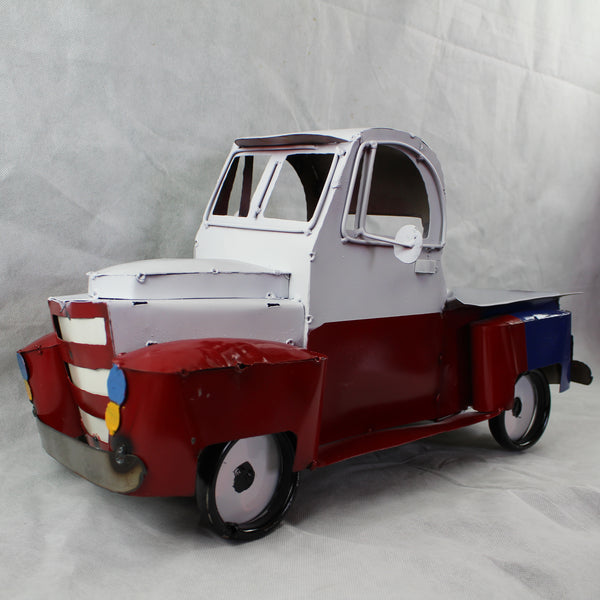 TEXAS FLAG TRUCK 20" PICKUP PATRIOTIC TRUCK RED WHITE BLUE METAL VINTAGE GARDEN ART FIGURINE WESTERN HOME DECOR HANDMADE #EH12866