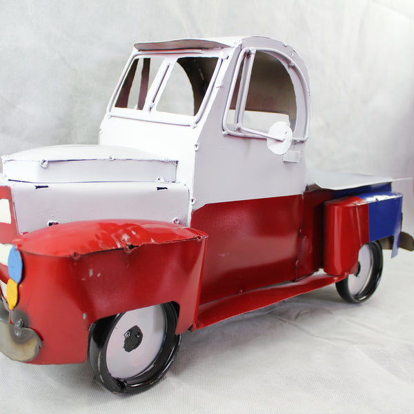 TEXAS FLAG TRUCK 20" PICKUP PATRIOTIC TRUCK RED WHITE BLUE METAL VINTAGE GARDEN ART FIGURINE WESTERN HOME DECOR HANDMADE #EH12866