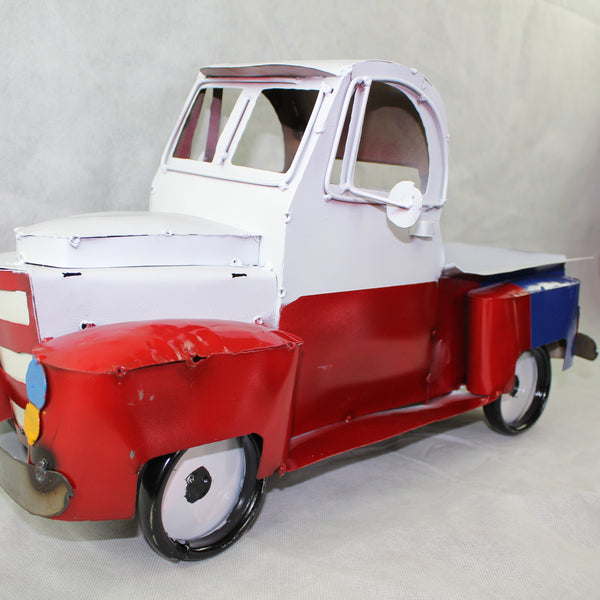 TEXAS FLAG TRUCK 20" PICKUP PATRIOTIC TRUCK RED WHITE BLUE METAL VINTAGE GARDEN ART FIGURINE WESTERN HOME DECOR HANDMADE #EH12866
