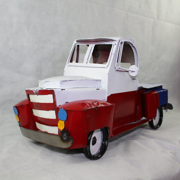TEXAS FLAG TRUCK 20" PICKUP PATRIOTIC TRUCK RED WHITE BLUE METAL VINTAGE GARDEN ART FIGURINE WESTERN HOME DECOR HANDMADE #EH12866