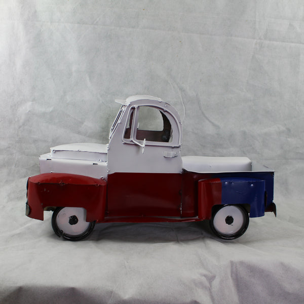 TEXAS FLAG TRUCK 20" PICKUP PATRIOTIC TRUCK RED WHITE BLUE METAL VINTAGE GARDEN ART FIGURINE WESTERN HOME DECOR HANDMADE #EH12866
