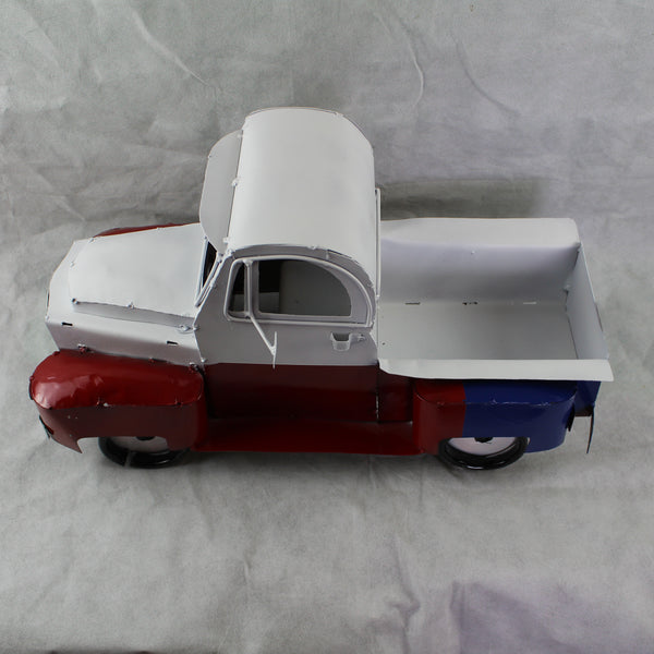 TEXAS FLAG TRUCK 20" PICKUP PATRIOTIC TRUCK RED WHITE BLUE METAL VINTAGE GARDEN ART FIGURINE WESTERN HOME DECOR HANDMADE #EH12866