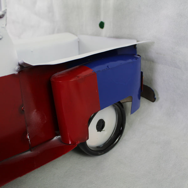 TEXAS FLAG TRUCK 20" PICKUP PATRIOTIC TRUCK RED WHITE BLUE METAL VINTAGE GARDEN ART FIGURINE WESTERN HOME DECOR HANDMADE #EH12866