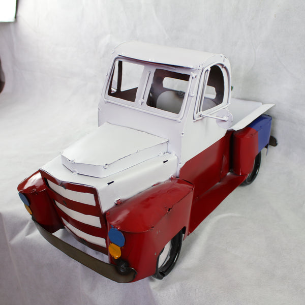 TEXAS FLAG TRUCK 20" PICKUP PATRIOTIC TRUCK RED WHITE BLUE METAL VINTAGE GARDEN ART FIGURINE WESTERN HOME DECOR HANDMADE #EH12866