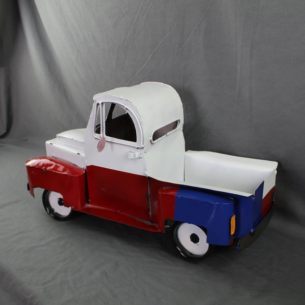 TEXAS FLAG TRUCK 20" PICKUP PATRIOTIC TRUCK RED WHITE BLUE METAL VINTAGE GARDEN ART FIGURINE WESTERN HOME DECOR HANDMADE #EH12866