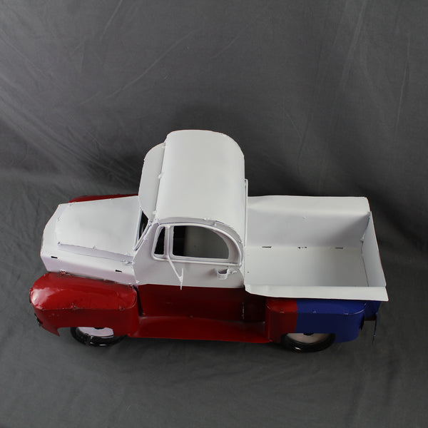 TEXAS FLAG TRUCK 20" PICKUP PATRIOTIC TRUCK RED WHITE BLUE METAL VINTAGE GARDEN ART FIGURINE WESTERN HOME DECOR HANDMADE #EH12866