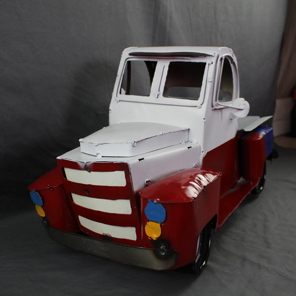 TEXAS FLAG TRUCK 20" PICKUP PATRIOTIC TRUCK RED WHITE BLUE METAL VINTAGE GARDEN ART FIGURINE WESTERN HOME DECOR HANDMADE #EH12866