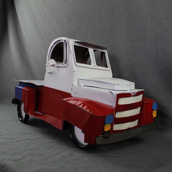 TEXAS FLAG TRUCK 20" PICKUP PATRIOTIC TRUCK RED WHITE BLUE METAL VINTAGE GARDEN ART FIGURINE WESTERN HOME DECOR HANDMADE #EH12866