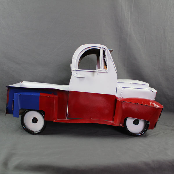 TEXAS FLAG TRUCK 20" PICKUP PATRIOTIC TRUCK RED WHITE BLUE METAL VINTAGE GARDEN ART FIGURINE WESTERN HOME DECOR HANDMADE #EH12866
