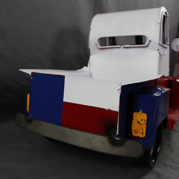 TEXAS FLAG TRUCK 20" PICKUP PATRIOTIC TRUCK RED WHITE BLUE METAL VINTAGE GARDEN ART FIGURINE WESTERN HOME DECOR HANDMADE #EH12866