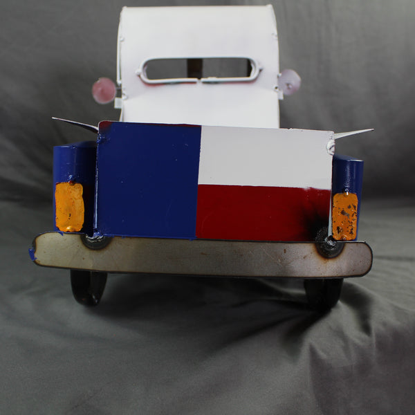 TEXAS FLAG TRUCK 20" PICKUP PATRIOTIC TRUCK RED WHITE BLUE METAL VINTAGE GARDEN ART FIGURINE WESTERN HOME DECOR HANDMADE #EH12866