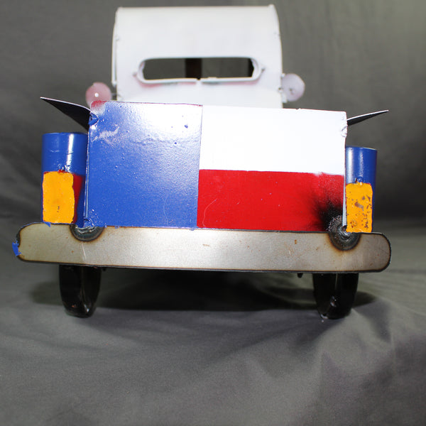 TEXAS FLAG TRUCK 20" PICKUP PATRIOTIC TRUCK RED WHITE BLUE METAL VINTAGE GARDEN ART FIGURINE WESTERN HOME DECOR HANDMADE #EH12866