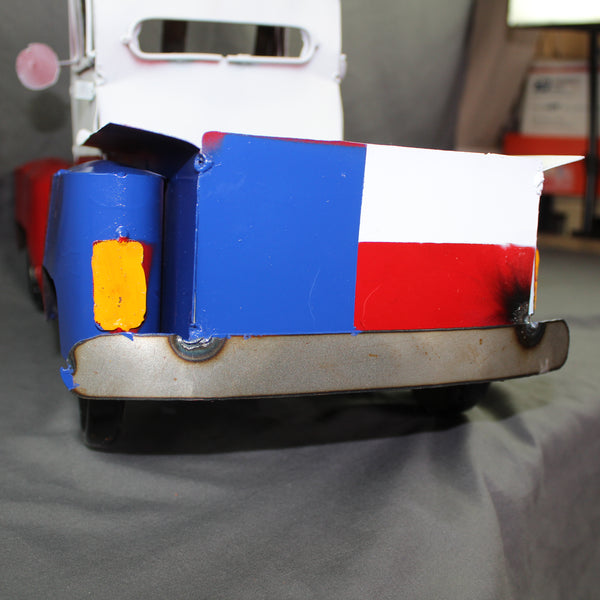 TEXAS FLAG TRUCK 20" PICKUP PATRIOTIC TRUCK RED WHITE BLUE METAL VINTAGE GARDEN ART FIGURINE WESTERN HOME DECOR HANDMADE #EH12866