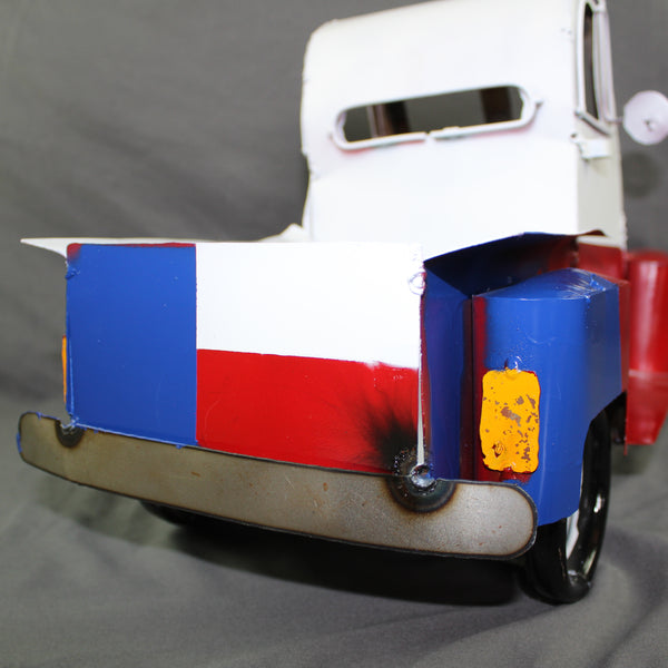 TEXAS FLAG TRUCK 20" PICKUP PATRIOTIC TRUCK RED WHITE BLUE METAL VINTAGE GARDEN ART FIGURINE WESTERN HOME DECOR HANDMADE #EH12866