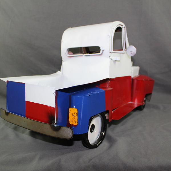 TEXAS FLAG TRUCK 20" PICKUP PATRIOTIC TRUCK RED WHITE BLUE METAL VINTAGE GARDEN ART FIGURINE WESTERN HOME DECOR HANDMADE #EH12866