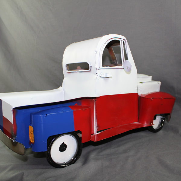 TEXAS FLAG TRUCK 20" PICKUP PATRIOTIC TRUCK RED WHITE BLUE METAL VINTAGE GARDEN ART FIGURINE WESTERN HOME DECOR HANDMADE #EH12866
