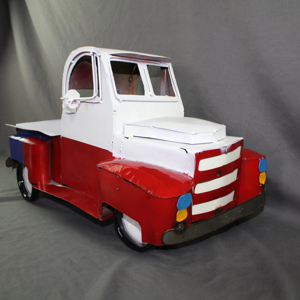 TEXAS FLAG TRUCK 20" PICKUP PATRIOTIC TRUCK RED WHITE BLUE METAL VINTAGE GARDEN ART FIGURINE WESTERN HOME DECOR HANDMADE #EH12866