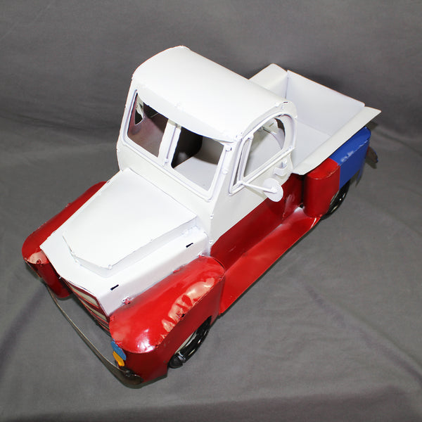 TEXAS FLAG TRUCK 20" PICKUP PATRIOTIC TRUCK RED WHITE BLUE METAL VINTAGE GARDEN ART FIGURINE WESTERN HOME DECOR HANDMADE #EH12866