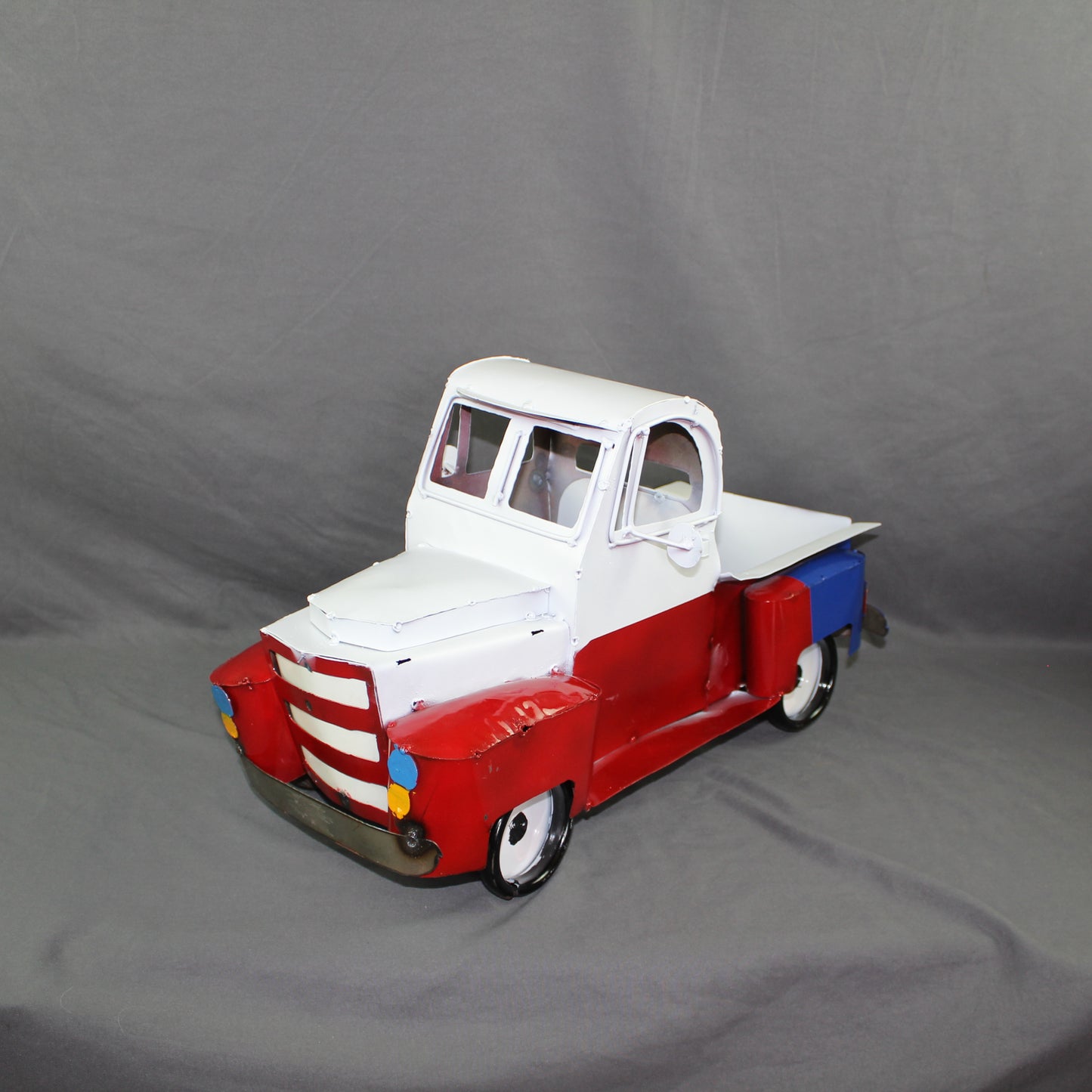 TEXAS FLAG TRUCK 20" PICKUP PATRIOTIC TRUCK RED WHITE BLUE METAL VINTAGE GARDEN ART FIGURINE WESTERN HOME DECOR HANDMADE #EH12866