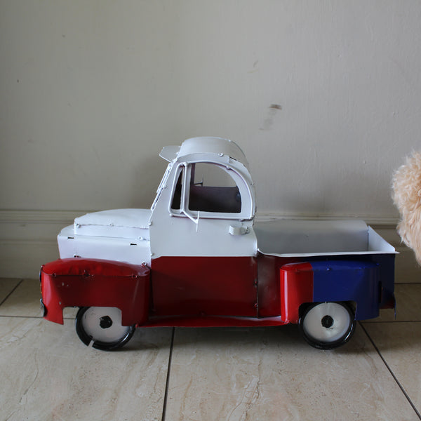 TEXAS FLAG TRUCK 20" PICKUP PATRIOTIC TRUCK RED WHITE BLUE METAL VINTAGE GARDEN ART FIGURINE WESTERN HOME DECOR HANDMADE #EH12866
