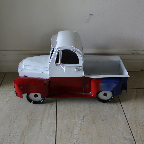 TEXAS FLAG TRUCK 20" PICKUP PATRIOTIC TRUCK RED WHITE BLUE METAL VINTAGE GARDEN ART FIGURINE WESTERN HOME DECOR HANDMADE #EH12866