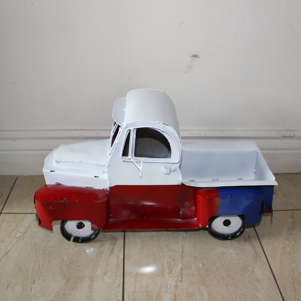 TEXAS FLAG TRUCK 20" PICKUP PATRIOTIC TRUCK RED WHITE BLUE METAL VINTAGE GARDEN ART FIGURINE WESTERN HOME DECOR HANDMADE #EH12866