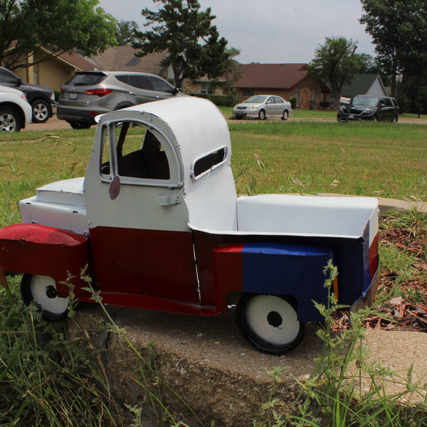 TEXAS FLAG TRUCK 20" PICKUP PATRIOTIC TRUCK RED WHITE BLUE METAL VINTAGE GARDEN ART FIGURINE WESTERN HOME DECOR HANDMADE #EH12866