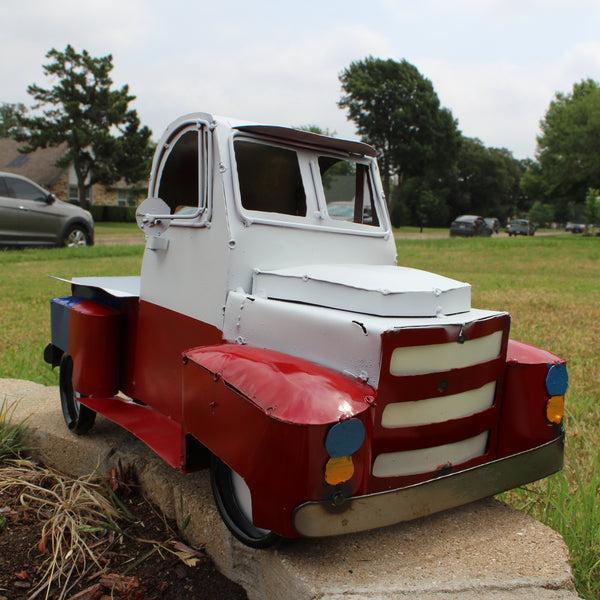 TEXAS FLAG TRUCK 20" PICKUP PATRIOTIC TRUCK RED WHITE BLUE METAL VINTAGE GARDEN ART FIGURINE WESTERN HOME DECOR HANDMADE #EH12866