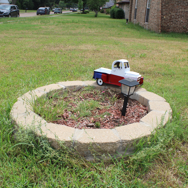 TEXAS FLAG TRUCK 20" PICKUP PATRIOTIC TRUCK RED WHITE BLUE METAL VINTAGE GARDEN ART FIGURINE WESTERN HOME DECOR HANDMADE #EH12866
