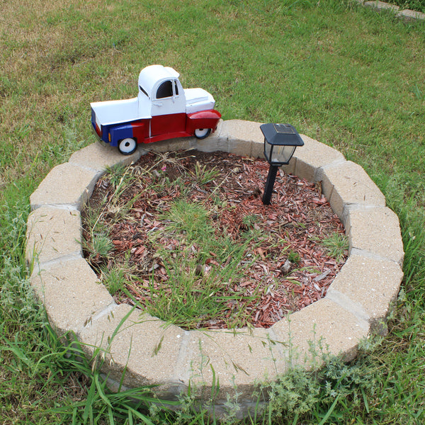 TEXAS FLAG TRUCK 20" PICKUP PATRIOTIC TRUCK RED WHITE BLUE METAL VINTAGE GARDEN ART FIGURINE WESTERN HOME DECOR HANDMADE #EH12866