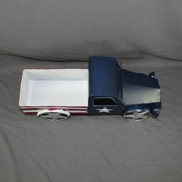 USA FLAG TRUCK 18" PICKUP TRUCK METAL ART FIGURINE VINTAGE WESTERN HOME DECOR HANDMADE  #EH12864