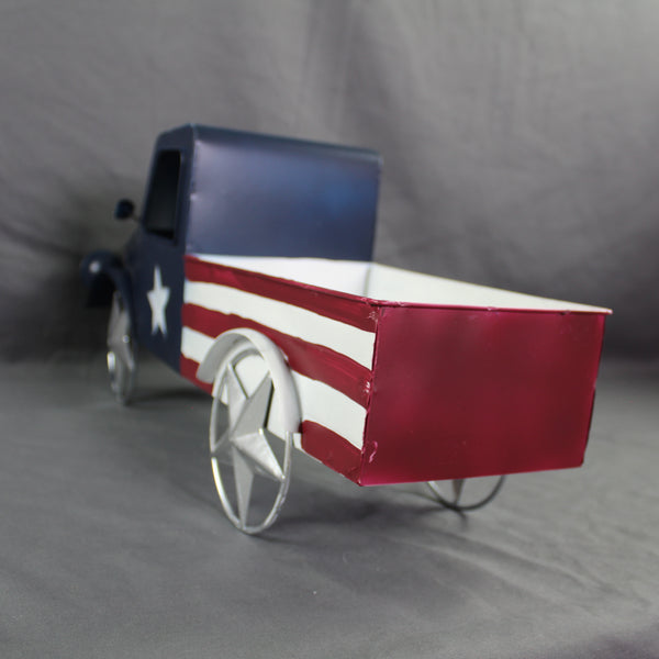USA FLAG TRUCK 18" PICKUP TRUCK METAL ART FIGURINE VINTAGE WESTERN HOME DECOR HANDMADE  #EH12864