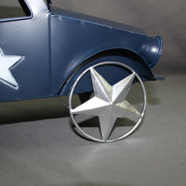 USA FLAG TRUCK 18" PICKUP TRUCK METAL ART FIGURINE VINTAGE WESTERN HOME DECOR HANDMADE  #EH12864