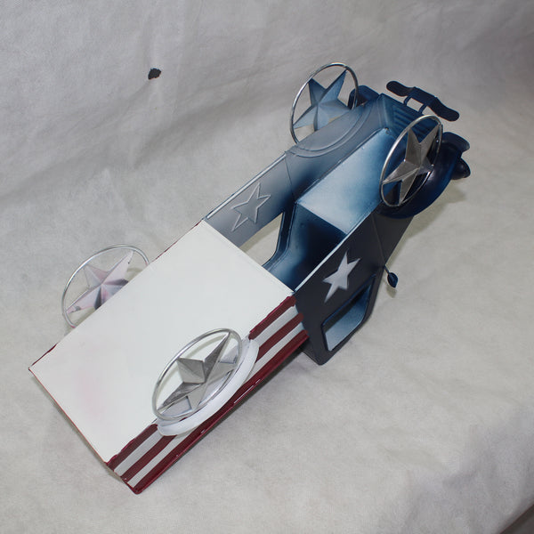 USA FLAG TRUCK 18" PICKUP TRUCK METAL ART FIGURINE VINTAGE WESTERN HOME DECOR HANDMADE  #EH12864