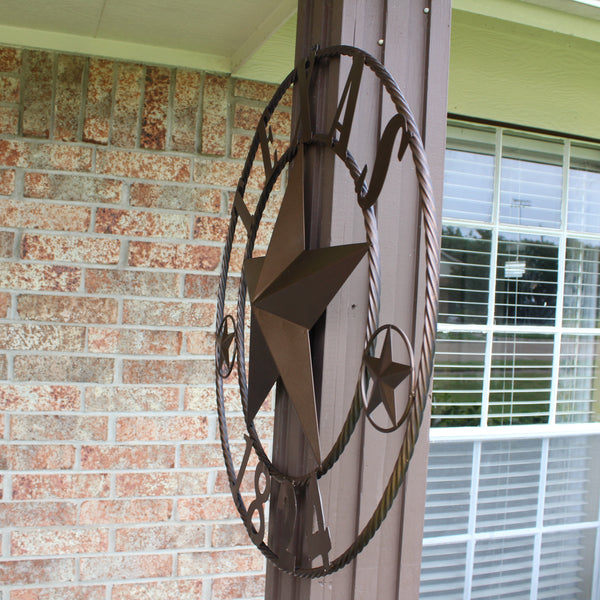 TEXAS 1824 STYLE YOUR CUSTOM NAME STAR METAL BARN STAR ROPE RING RUSTIC BRONZE WESTERN HOME DECOR NEW HANDMADE 24",32",36",40",50"