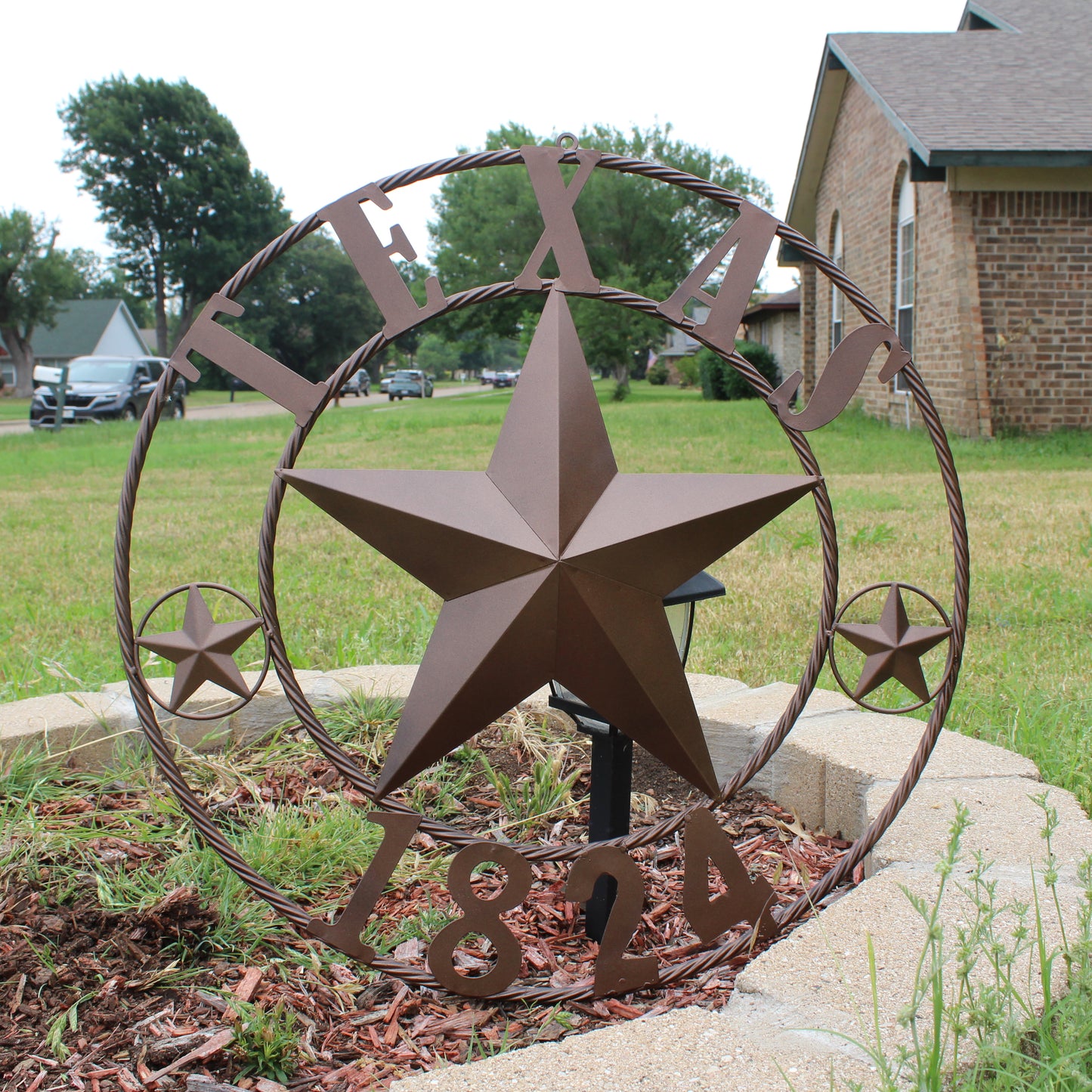 TEXAS 1824 STYLE YOUR CUSTOM NAME STAR METAL BARN STAR ROPE RING RUSTIC BRONZE WESTERN HOME DECOR NEW HANDMADE 24",32",36",40",50"