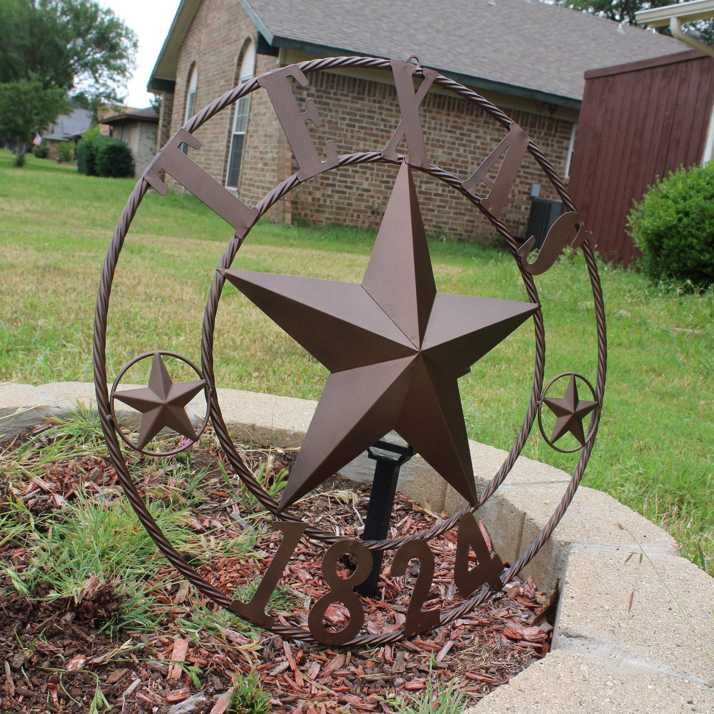 TEXAS 1824 STYLE YOUR CUSTOM NAME STAR METAL BARN STAR ROPE RING RUSTIC BRONZE WESTERN HOME DECOR NEW HANDMADE 24",32",36",40",50"