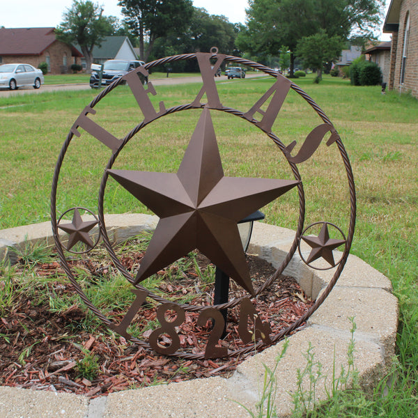 TEXAS 1824 STYLE YOUR CUSTOM NAME STAR METAL BARN STAR ROPE RING RUSTIC BRONZE WESTERN HOME DECOR NEW HANDMADE 24",32",36",40",50"