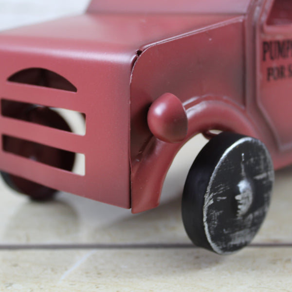 RED PUMPKIN TRUCK 10" PICKUP TRUCK METAL ART FIGURINE VINTAGE GARDEN ART WESTERN HOME DECOR HANDMADE  #EH12862