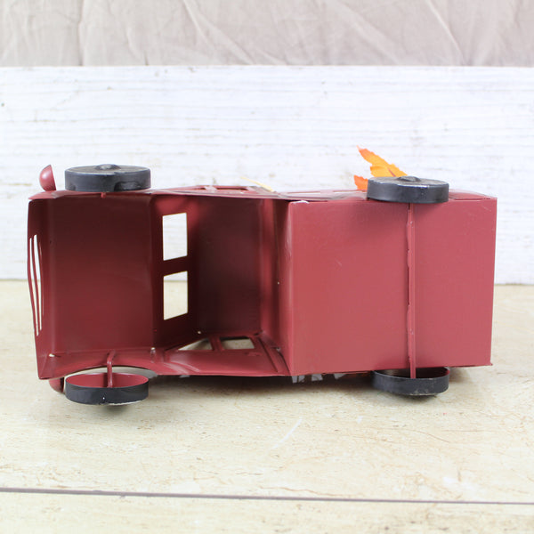 RED PUMPKIN TRUCK 10" PICKUP TRUCK METAL ART FIGURINE VINTAGE GARDEN ART WESTERN HOME DECOR HANDMADE  #EH12862