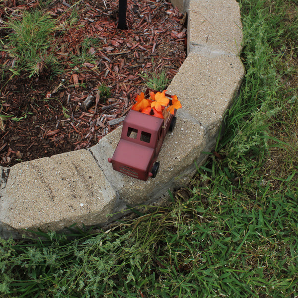 RED PUMPKIN TRUCK 10" PICKUP TRUCK METAL ART FIGURINE VINTAGE GARDEN ART WESTERN HOME DECOR HANDMADE  #EH12862