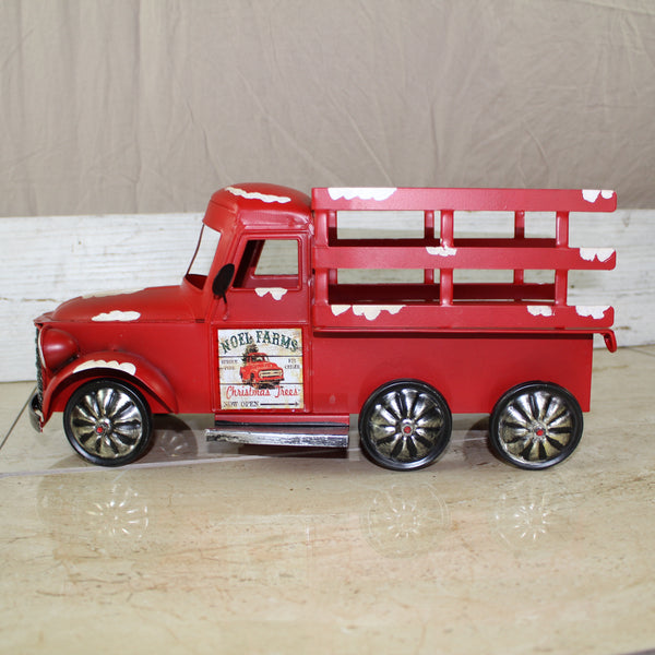 RED FARM TRUCK 14" PICKUP TRUCK METAL ART FIGURINE VINTAGE GARDEN ART WESTERN HOME DECOR HANDMADE  #EH12861