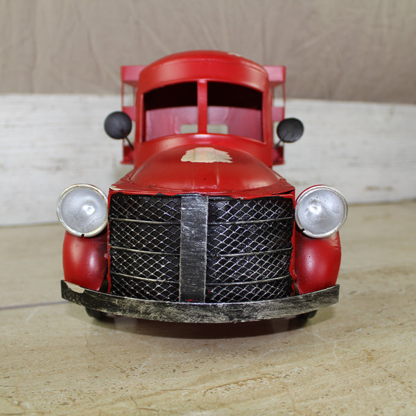 RED FARM TRUCK 14" PICKUP TRUCK METAL ART FIGURINE VINTAGE GARDEN ART WESTERN HOME DECOR HANDMADE  #EH12861